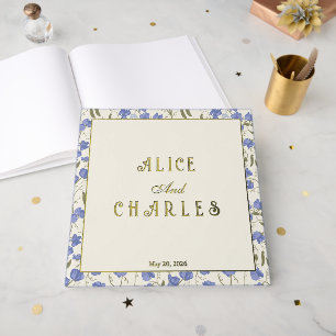 Libro De Visitas Pea dulce Floral Azul y Crema