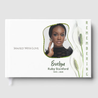 Libro De Visitas Peace Lily Modern Frame Photo Memorial