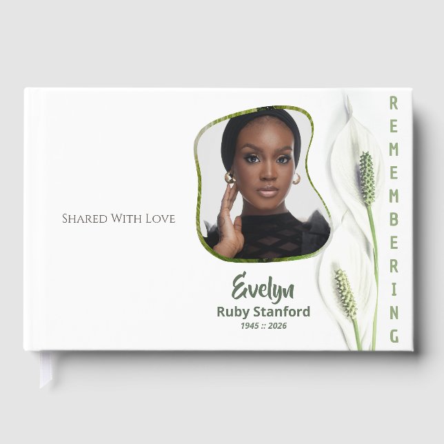 Libro De Visitas Peace Lily Modern Frame Photo Memorial (Anverso)