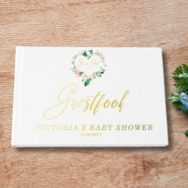 Libro De Visitas Peach Floral heart Baby Shower
