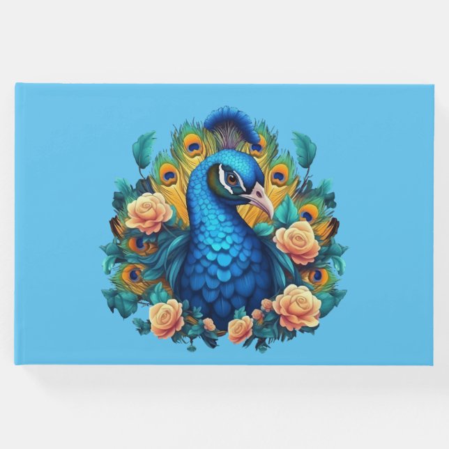 Libro De Visitas Peacock Con Rosas De Engranaje (Anverso)