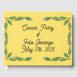 Libro De Visitas Peacock Feathers Boda Amarillo