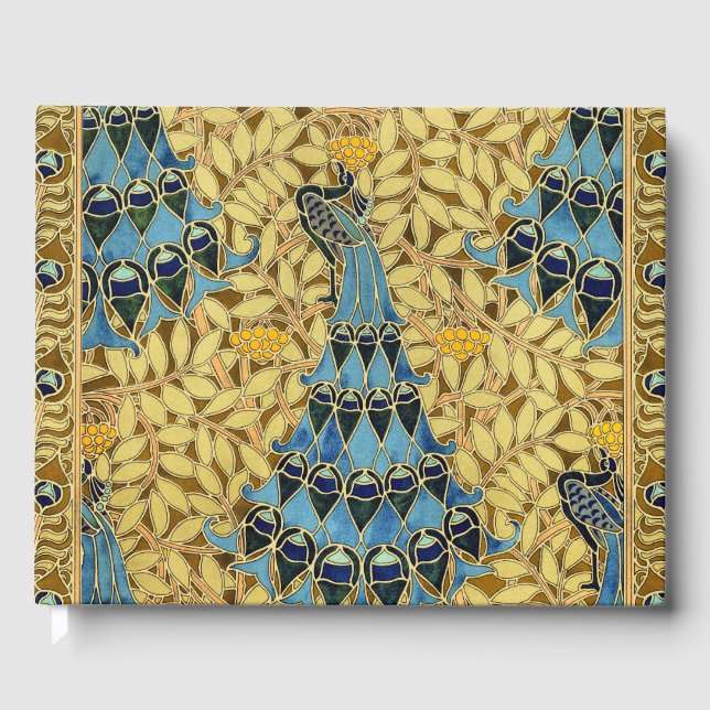 Libro De Visitas Peacocks Birds Rowan Trees Art Nouveau (Anverso)