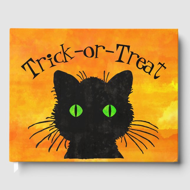 Libro De Visitas Peek-A-Boo Black Cat Orange Trick-or-Treat (Anverso)