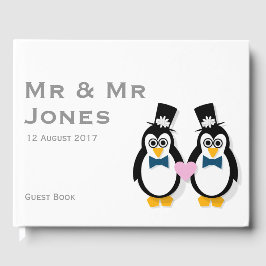 Libro De Visitas Penguins Mr. & Mr. Boda Guest Book (Personalizable