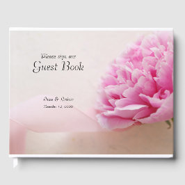Libro De Visitas Peonía rosa con cinta
