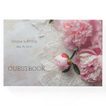 peonías rosadas en encaje