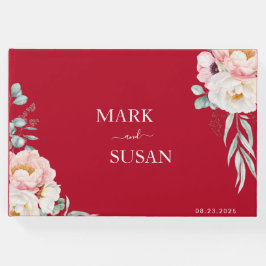 Libro De Visitas Peony Boda chino tradicional (RED)