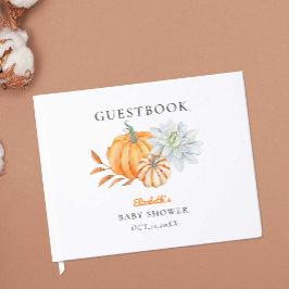 Libro De Visitas Pequeña Calabaza Baby Shower Elegante Simple Moder