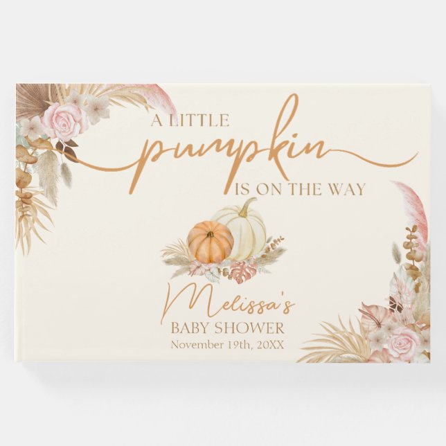 Libro De Visitas Pequeña Calabaza Boho Cae Flor (Anverso)