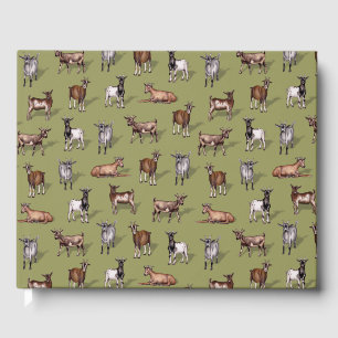 Libro De Visitas Pequeñas cabras en verde - Patrón de manada de cab