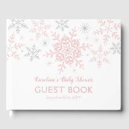 Libro De Visitas Pequeño Chica de copo de nieve Baby Shower en plat