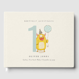 Libro De Visitas Pequeño Monstruo Amarillo Cuto Cualquier Cumpleaño