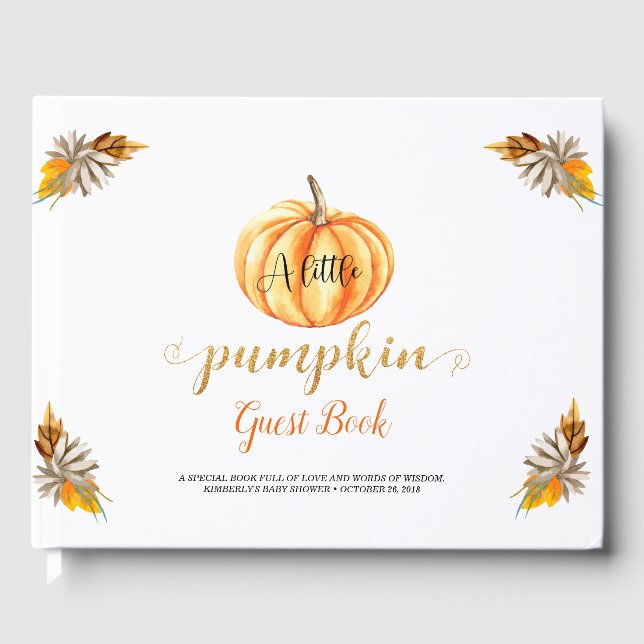 Libro De Visitas Pequeño Naranja de calabaza Baby Shower (Anverso)