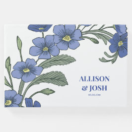 Libro De Visitas Periwinkle Blue Floral Moderno Boda