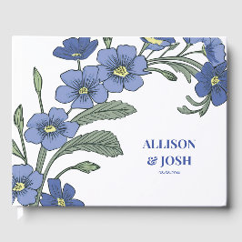 Libro De Visitas Periwinkle Blue Floral Moderno Boda