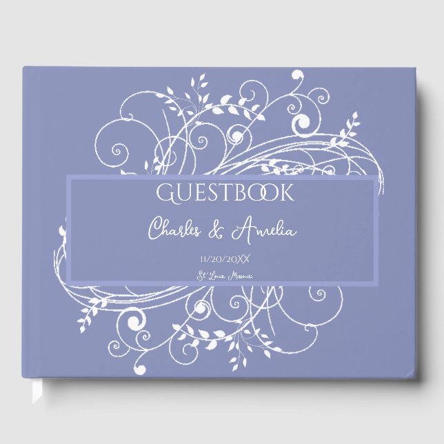 Libro De Visitas Periwinkle Flourish Boda Guest Book (Anverso)