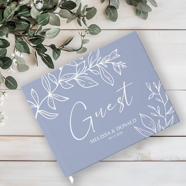 Libro De Visitas Periwinkle Flowers Simple Boho Boda (Subido por el creador)