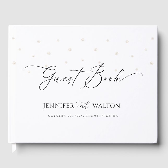Libro De Visitas Perlas Blancas Boda  (Anverso)