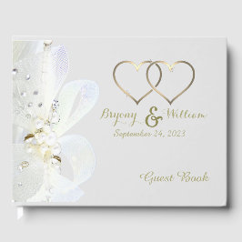 Libro De Visitas Perlas Y Boda De Lace Gold Personalizadas