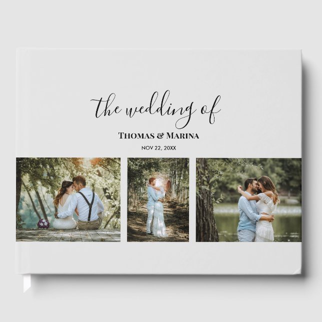 Libro De Visitas Personalizado 3 Secciones Familia Fotos Collage Bo (Anverso)