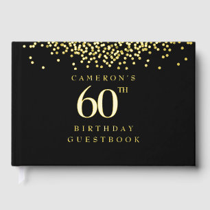 Libro De Visitas Personalizado 60 cumpleaños oro negro elegante
