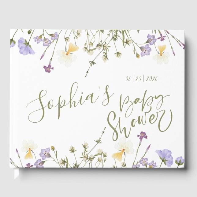 Libro De Visitas Personalizado Baby Shower de flores silvestres (Anverso)