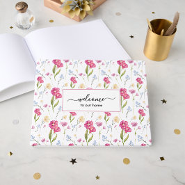 Libro De Visitas Personalizado BIENVENIDOS A NUESTRA CASA Floral Fl