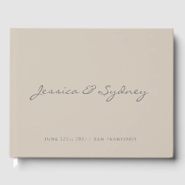 Libro De Visitas Personalizado Boda de guiones de color beige minim
