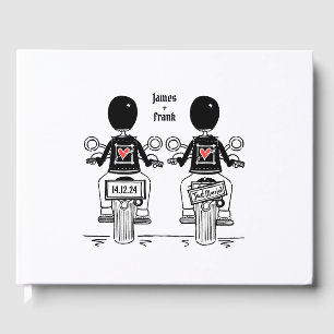 Libro De Visitas Personalizado Boda de motocicleta de dos Grooms Bi