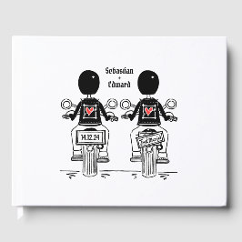 Libro De Visitas Personalizado Boda de motocicleta de dos Grooms Bi