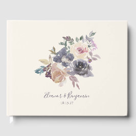 Libro De Visitas Personalizado Boda Dusty Purple Floral Watercolor 