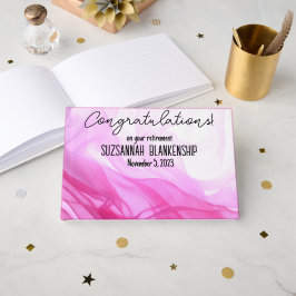 Libro De Visitas Personalizado de acuarela blanca rosada de retiro 