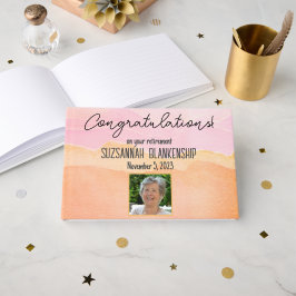 Libro De Visitas Personalizado de acuarela del Naranja de retiro fe