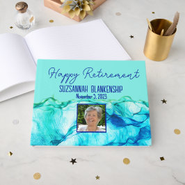 Libro De Visitas Personalizado de acuarela verde azul de retiro fel