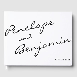 Libro De Visitas Personalizado de Boda de guiones del Boho Blanco m