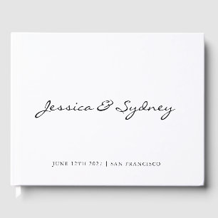 Libro De Visitas Personalizado de Boda de guiones minimalistas en b
