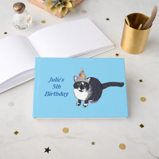 Libro de visitas personalizado de cumpleaños gato