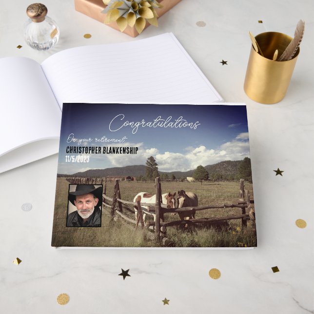 Libro De Visitas Personalizado de fotos de caballos de la escena ru (Anverso Abierto)