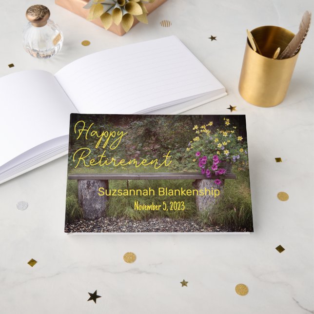 Libro De Visitas Personalizado de fotos de las flores de los bancos (Anverso Abierto)