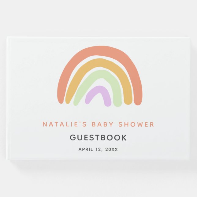Libro De Visitas Personalizado de la taza de Baby Shower con arcoir (Anverso)