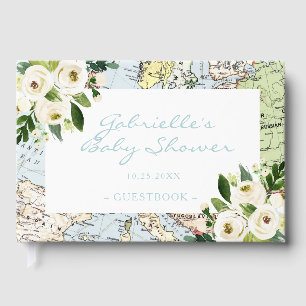 Libro De Visitas Personalizado de mapas de época de Baby Shower de