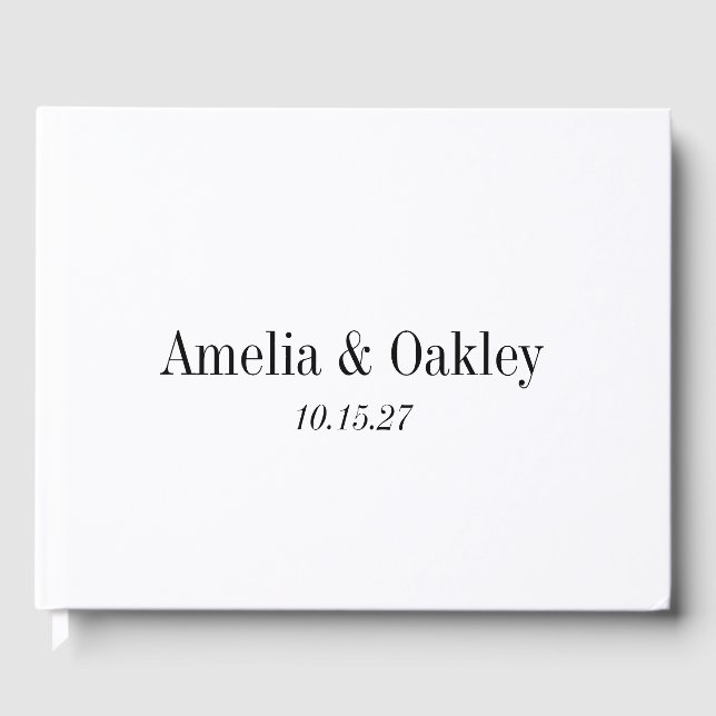 Libro De Visitas Personalizado de matrimonio elegante blanco básico (Anverso)