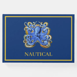 Libro De Visitas Personalizado de Octopus de Nautical Blue Boat Bea