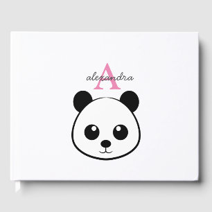 Libro De Visitas Personalizado de oso panda lindo Monograma