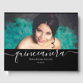 Libro De Visitas Personalizado de Quinceañera moderna foto Fiesta Q