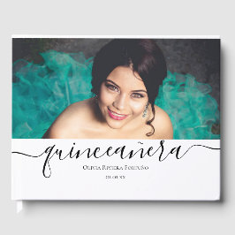 Libro De Visitas Personalizado de Quinceañera moderna foto Fiesta Q