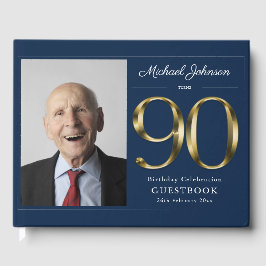 Libro De Visitas Personalizado de tipografía de oro de la Marina Az