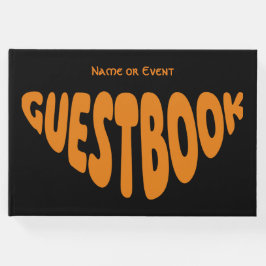 Libro De Visitas Personalizado del Naranja retro de la burbuja