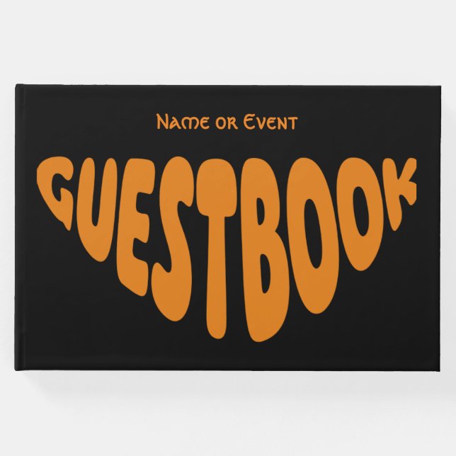 Libro De Visitas Personalizado del Naranja retro de la burbuja (Anverso)